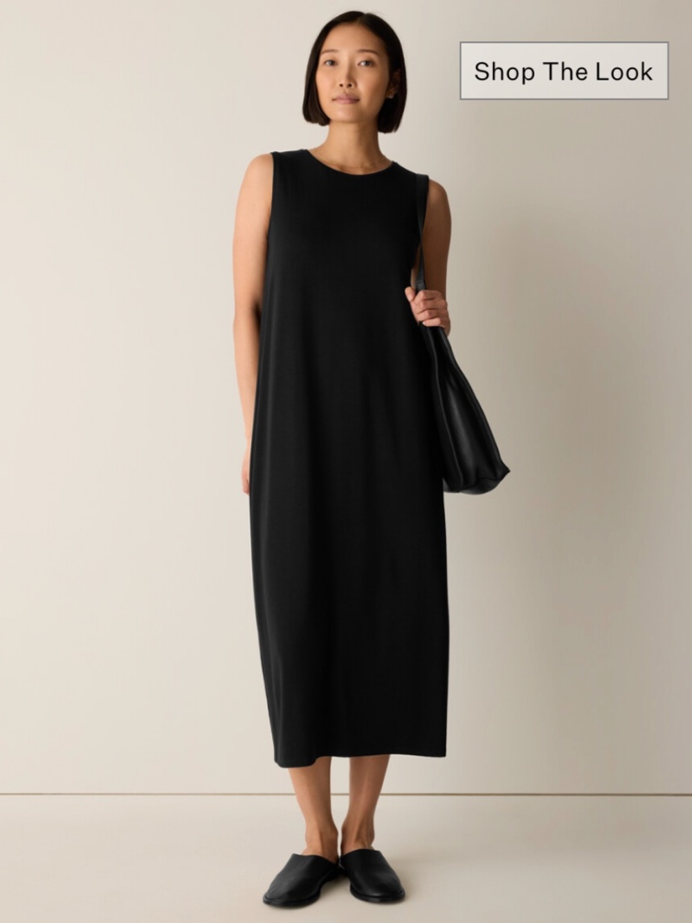 NWT Eileen Fisher Black Sleeveless Jersey Maxi Dress XS